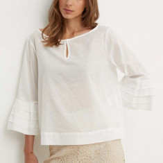 Sisley bluza din bumbac femei, culoarea bej, neted