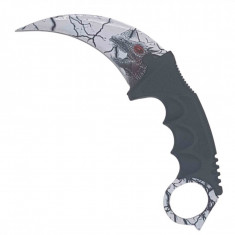 Cutit Karambit steel cu teaca si snur de agatat, alb, dragon