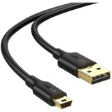 CABLU USB Ugreen, US132 USB 2.0 (T) la Mini-USB (T) 5 Pin, 1m, conectori auriti, negru