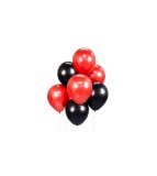 Set 7 baloane, rosu- negru, 30 cm