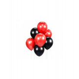 Set 7 baloane, rosu- negru, 30 cm