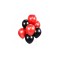Set 7 baloane, rosu- negru, 30 cm