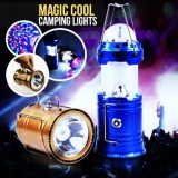 Felinar Camping LED Reincarcabil cu Lanterna si Proiector HW-5808T, Solar, 3 Moduri, USB, Alb Rece