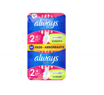 Absorbante Always Ultra Super, marimea 2, Instant Dry, 14 bucati foto