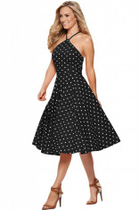 R702-1122 Rochie midi casual cu imprimeu buline si bretele foto