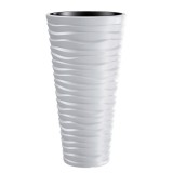 Cumpara ieftin Ghiveci decorativ inalt Prosperplast Sand Slim, 39x75 cm, alb, rotund, interior/exterior, gradina, balcon, terasa