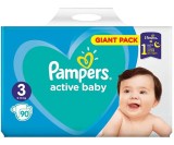 Set 90 Scutece bebe, Pampers, Active Baby, Marime 3, 6 - 10 kg