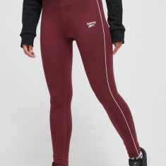 Reebok colanti femei, culoarea bordo, neted