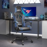 Cumpara ieftin Scaun gaming pivotant/suport picioare negru/albastru piele eco