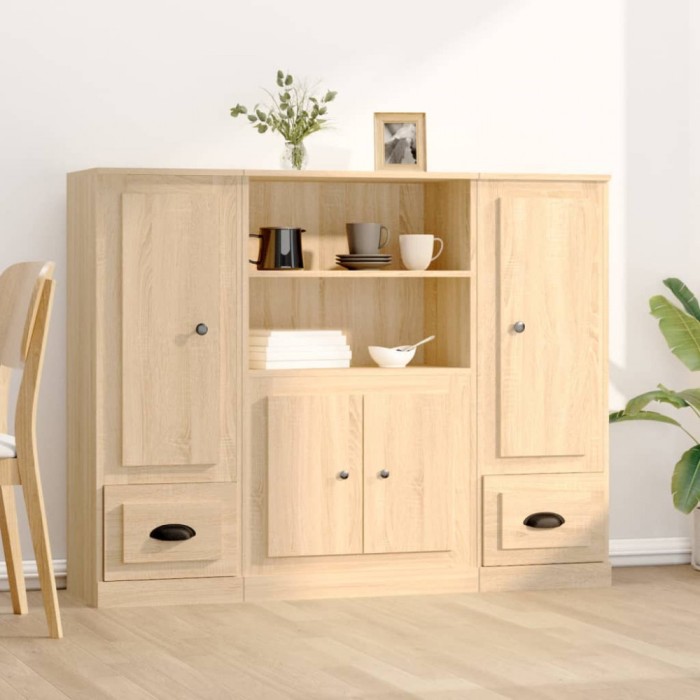vidaXL Dulapuri &icirc;nalte, 3 buc., stejar sonoma, lemn prelucrat 3185314