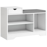 HOMCOM Mobilier și banc pentru pantofi 1 sertar și 3 compartimente, capacitate 5 perechi MDF, 76,5L x 30A x 52&Icirc; cm | Aosom Romania