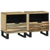 vidaXL Noptieri, Set de 2, 40 x 33 x 46 cm, Din Lemn Masiv de Mango