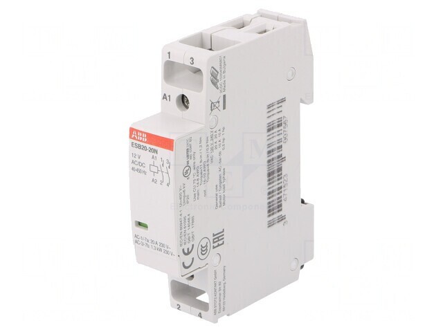 Contactor 2-polar 20A 12V NO x2