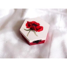 Cutie de forma hexagonala, cutie de lemn cu mac 43430