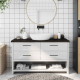 Cumpara ieftin Blat de baie, maro &icirc;nchis, 120x40x(2-4) cm, lemn masiv tratat