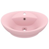 Cumpara ieftin Chiuveta lux cu preaplin, roz mat, 58,5x39 cm ceramica, oval