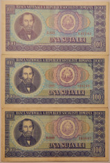 Bancnote 100 lei Romania 1966 (3 buc) foto