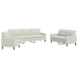 Cumpara ieftin Set de canapele cu perne, 3 piese, crem, catifea