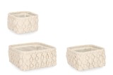Cumpara ieftin Set 3 cosuri depozitare textil ivoire Yuna 16x16x10h; 20x20x11h; 25x25x12h