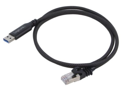 Cablu LOGILINK USB 3.0 USB A - RJ45 Cat 6 3m negru nichelat S/FTP foto