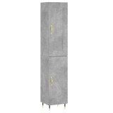 Dulap inalt, gri beton, 34,5x34x180 cm, lemn prelucrat