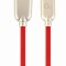 CABLU alimentare si date GEMBIRD, pt. smartphone, USB 2.0 (T) la USB 2.0 Type-C (T), 2m, premium, cablu din cauciuc, rosu, conectori argintii, &amp;quot;C