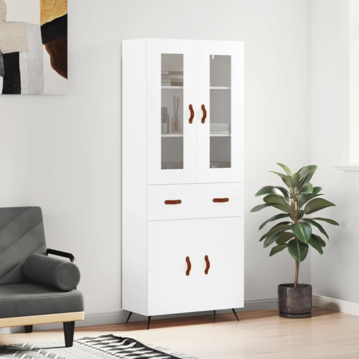 vidaXL Dulap &icirc;nalt, alb, 69,5x34x180 cm, lemn compozit