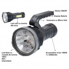 Lanterna multifunctionala, led SMD, 30W, 4 moduri de lumin, Acumulator 3.7V