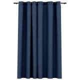 Cumpara ieftin Perdea opaca, aspect panza, cu ocheti, albastru, 290x245 cm