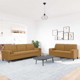 vidaXL Set de canapele cu perne/rulouri, 2 piese, maro, catifea 3278498