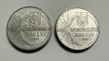 Lot 2 x 500 Lei 1999 Romania, ambele tipuri de scris pe muchie (A si B)
