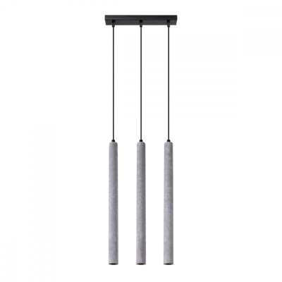 Lampă Suspendată Pastel Gri Beton 3 Becuri Tub Modern De Interior foto