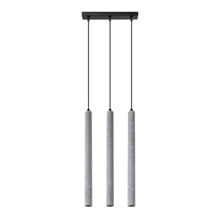 Lampă Suspendată Pastel Gri Beton 3 Becuri Tub Modern De Interior