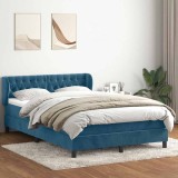 vidaXL Pat box spring cu saltea, albastru &icirc;nchis, 160x210 cm, catifea 3317785