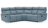 Coltar fix cu mecanism Recliner tapitat cu piele ecologica Positano Blue, l217xA94xH98 cm