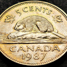 Moneda 5 CENTI - CANADA, anul 1987 *cod 5102 B