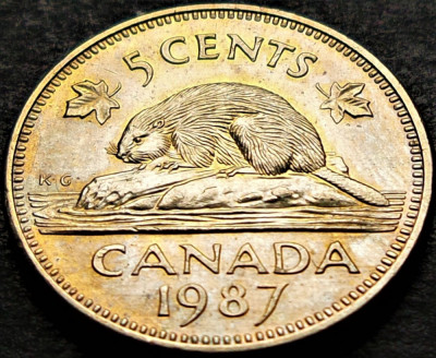 Moneda 5 CENTI - CANADA, anul 1987 *cod 5102 B foto