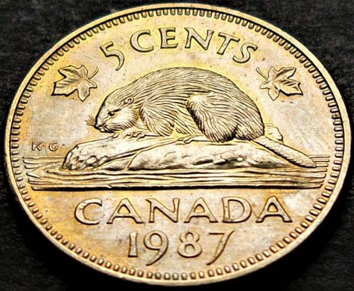 Moneda 5 CENTI - CANADA, anul 1987 *cod 5102 B