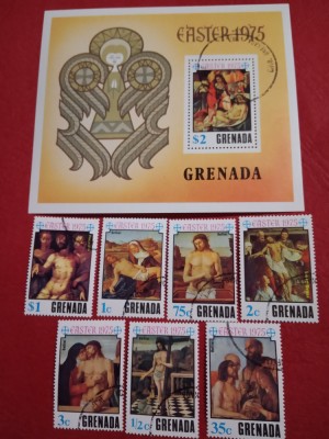 GRENADA, PICTURI - COLIȚĂ + SERIE COMPLETĂ ȘTAMPILATĂ foto