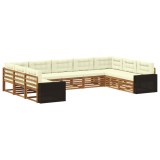 vidaXL Set de canapele de exterior cu pernă 9 pcs Natural și Crem 3383843