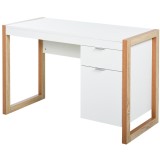 HOMCOM Birou de Lucru Spațios cu Sertar Dulap Picioare &icirc;n Formă de Cadru de Stil Modern 112,5x50x75,5 cm Alb | Aosom Romania