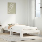 VidaXL Cadru de pat fără saltea, alb, 90x200 cm, lemn masiv pin