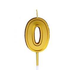 Lumanare pentru tort cifra 0, flippy, 4.8 cm, aniversare, aurie