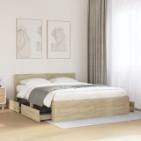 VidaXL Cadru de pat cu tăblie stejar sonoma 160x200 cm lemn prelucrat