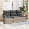 VidaXL Set de canapele pentru grădină 3 pcs Gri deschis Rattan poli 3346242