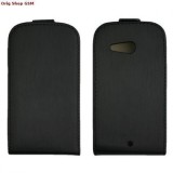 Husa Slim Flip Piele Eco Neagra HTC Desire C, Protectie Completa