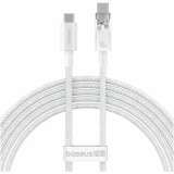 CABLU alimentare si date Baseus,Explorer Smart Temperature Control,Fast Charging pt smartphone,USB Type-C(T) la USB Type-C(T),100W,braided,2m,alb, &quot;P1