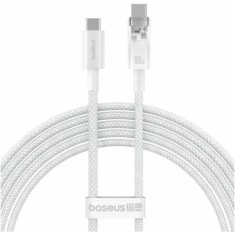 CABLU alimentare si date Baseus,Explorer Smart Temperature Control,Fast Charging pt smartphone,USB Type-C(T) la USB Type-C(T),100W,braided,2m,alb, &quot;P1