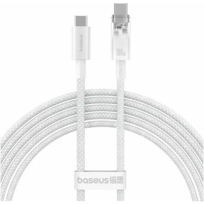CABLU alimentare si date Baseus,Explorer Smart Temperature Control,Fast Charging pt smartphone,USB Type-C(T) la USB Type-C(T),100W,braided,2m,alb, &amp;quot;P1 foto