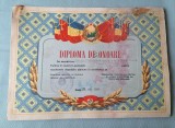 Diploma de ONOARE acordata tovarasului Nastase Marin - conducator auto troleibuz, fruntas in munca in anul 1960